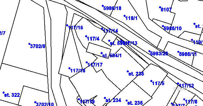 Parcela st. 594/1 v KÚ Kamenice u Jihlavy, Katastrální mapa