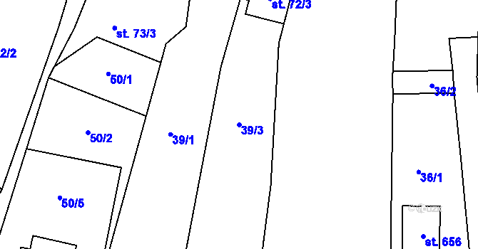 Parcela st. 39/3 v KÚ Kamenice u Jihlavy, Katastrální mapa