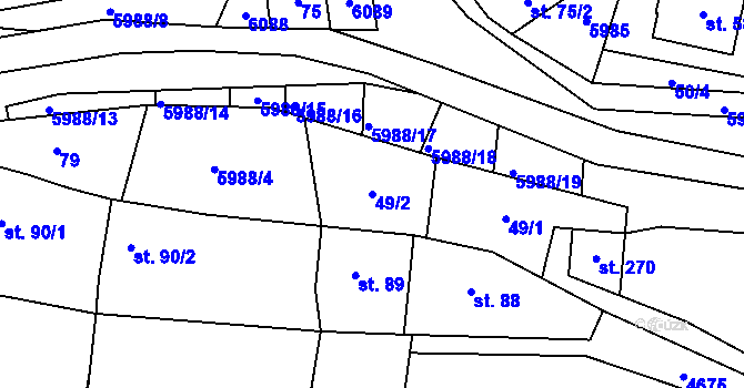 Parcela st. 49/2 v KÚ Kamenice u Jihlavy, Katastrální mapa