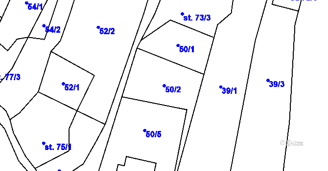 Parcela st. 50/2 v KÚ Kamenice u Jihlavy, Katastrální mapa