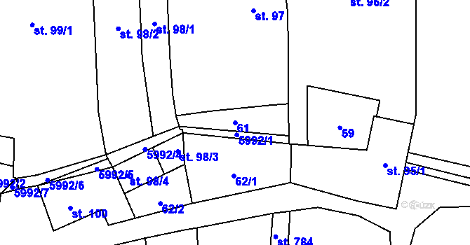 Parcela st. 61 v KÚ Kamenice u Jihlavy, Katastrální mapa