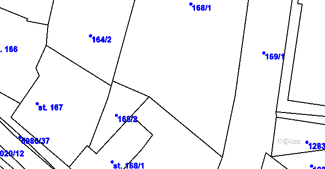 Parcela st. 168/3 v KÚ Kamenice u Jihlavy, Katastrální mapa