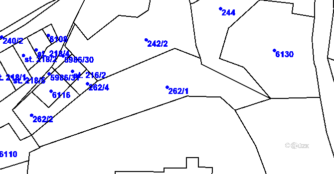 Parcela st. 262/1 v KÚ Kamenice u Jihlavy, Katastrální mapa
