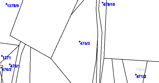 Parcela st. 475/3 v KÚ Kamenice u Jihlavy, Katastrální mapa