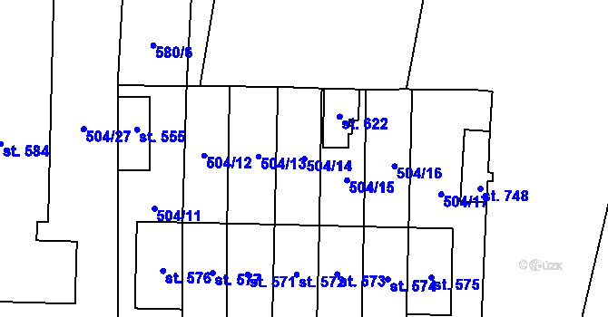 Parcela st. 504/14 v KÚ Kamenice u Jihlavy, Katastrální mapa