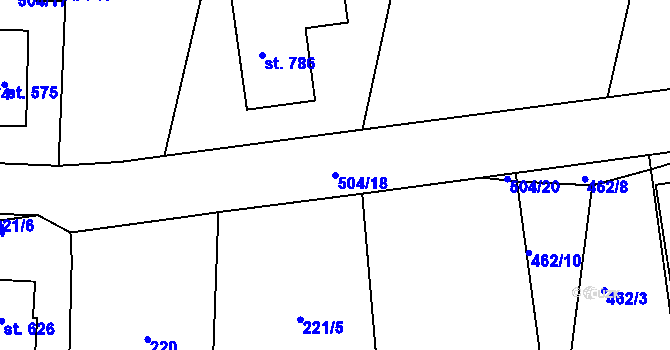 Parcela st. 504/18 v KÚ Kamenice u Jihlavy, Katastrální mapa