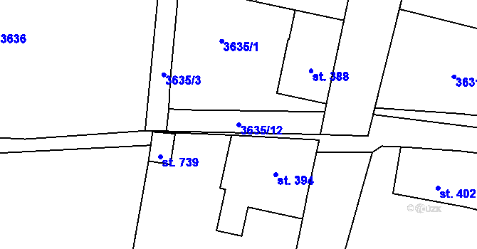 Parcela st. 3635/12 v KÚ Kamenice u Jihlavy, Katastrální mapa