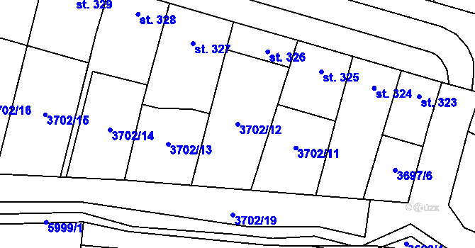 Parcela st. 3702/12 v KÚ Kamenice u Jihlavy, Katastrální mapa