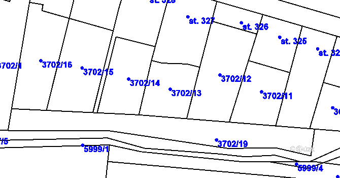 Parcela st. 3702/13 v KÚ Kamenice u Jihlavy, Katastrální mapa