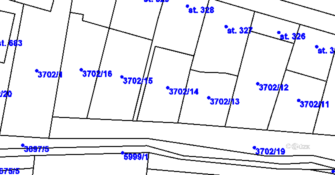 Parcela st. 3702/14 v KÚ Kamenice u Jihlavy, Katastrální mapa