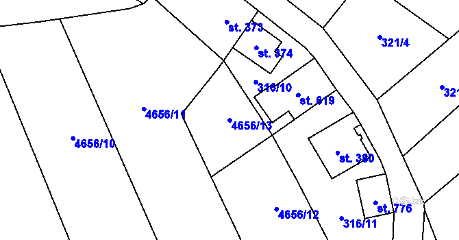 Parcela st. 4656/13 v KÚ Kamenice u Jihlavy, Katastrální mapa