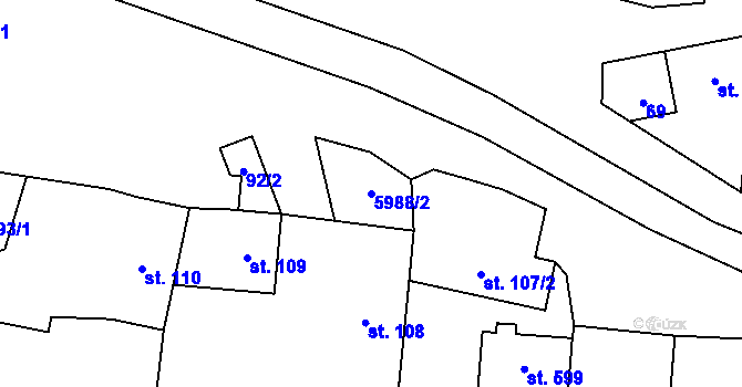 Parcela st. 5988/2 v KÚ Kamenice u Jihlavy, Katastrální mapa