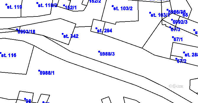 Parcela st. 5988/3 v KÚ Kamenice u Jihlavy, Katastrální mapa