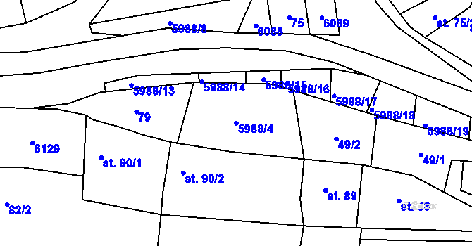 Parcela st. 5988/4 v KÚ Kamenice u Jihlavy, Katastrální mapa