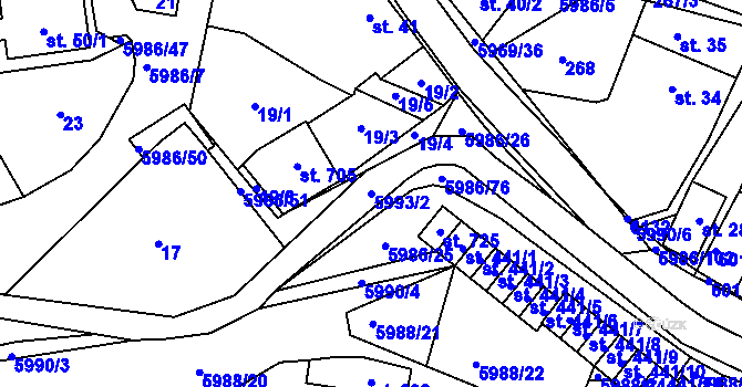 Parcela st. 5993/2 v KÚ Kamenice u Jihlavy, Katastrální mapa