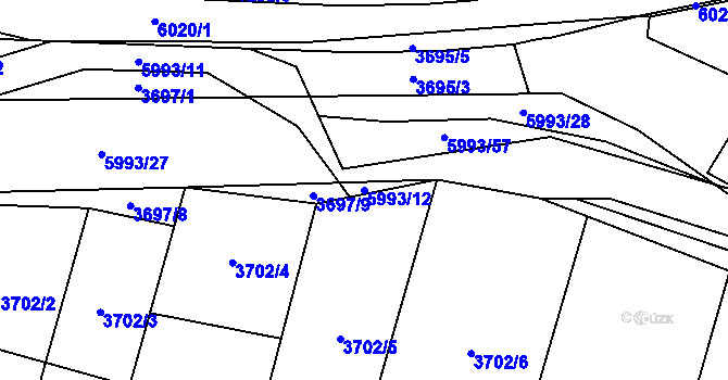 Parcela st. 5993/12 v KÚ Kamenice u Jihlavy, Katastrální mapa