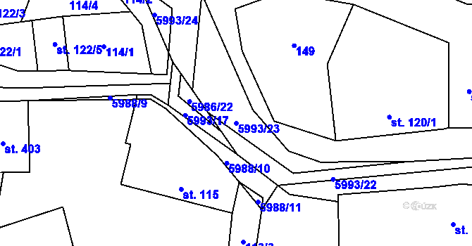 Parcela st. 5993/23 v KÚ Kamenice u Jihlavy, Katastrální mapa