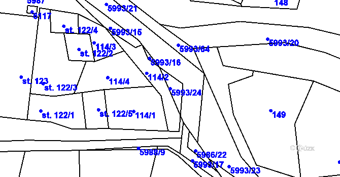 Parcela st. 5993/24 v KÚ Kamenice u Jihlavy, Katastrální mapa