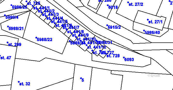Parcela st. 441/12 v KÚ Kamenice u Jihlavy, Katastrální mapa