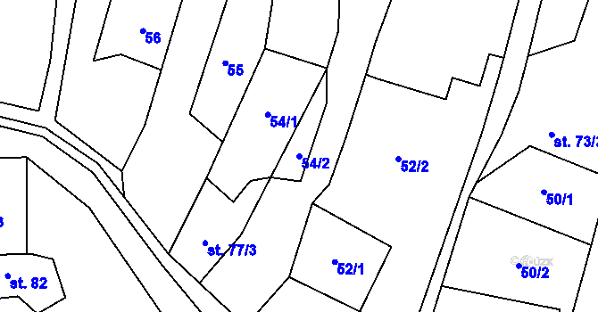 Parcela st. 54/2 v KÚ Kamenice u Jihlavy, Katastrální mapa