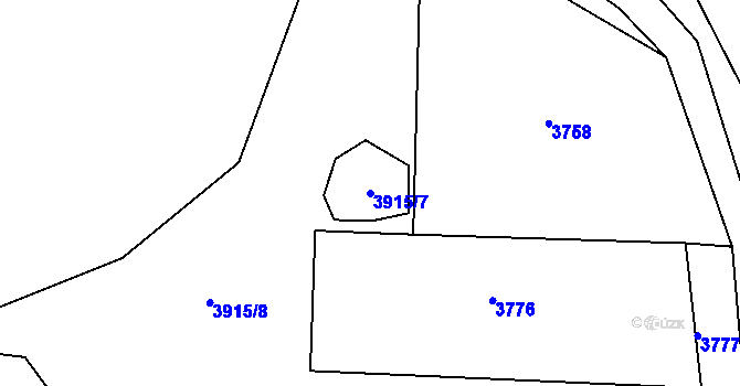 Parcela st. 3915/7 v KÚ Kamenice u Jihlavy, Katastrální mapa