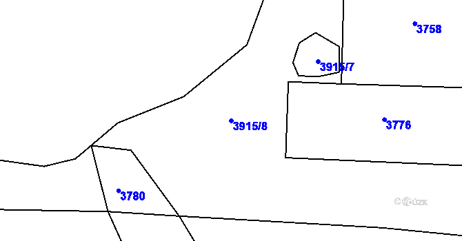 Parcela st. 3915/8 v KÚ Kamenice u Jihlavy, Katastrální mapa