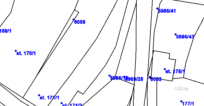 Parcela st. 173/1 v KÚ Kamenice u Jihlavy, Katastrální mapa