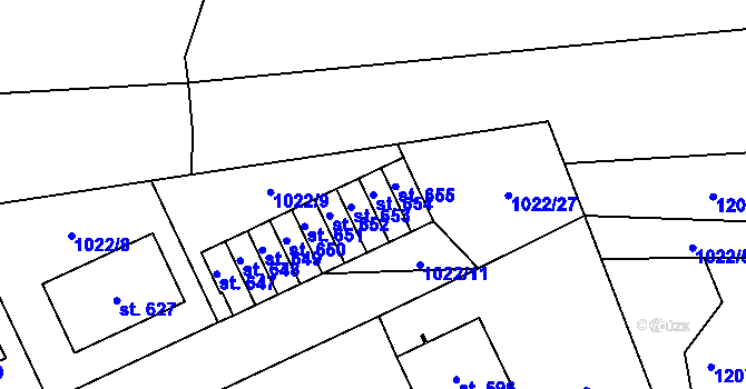 Parcela st. 654 v KÚ Kamenice u Jihlavy, Katastrální mapa