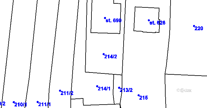 Parcela st. 214/2 v KÚ Kamenice u Jihlavy, Katastrální mapa