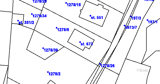 Parcela st. 673 v KÚ Kamenice u Jihlavy, Katastrální mapa