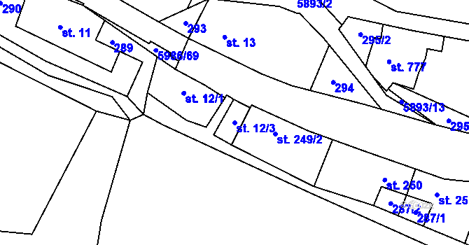 Parcela st. 12/3 v KÚ Kamenice u Jihlavy, Katastrální mapa