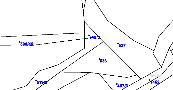 Parcela st. 535 v KÚ Kamenice u Jihlavy, Katastrální mapa