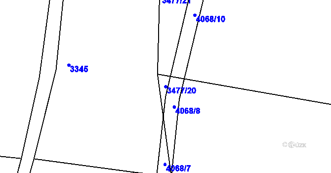 Parcela st. 3477/20 v KÚ Kamenice u Jihlavy, Katastrální mapa