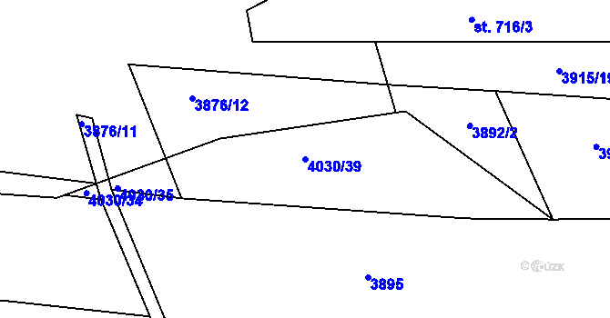 Parcela st. 4030/39 v KÚ Kamenice u Jihlavy, Katastrální mapa