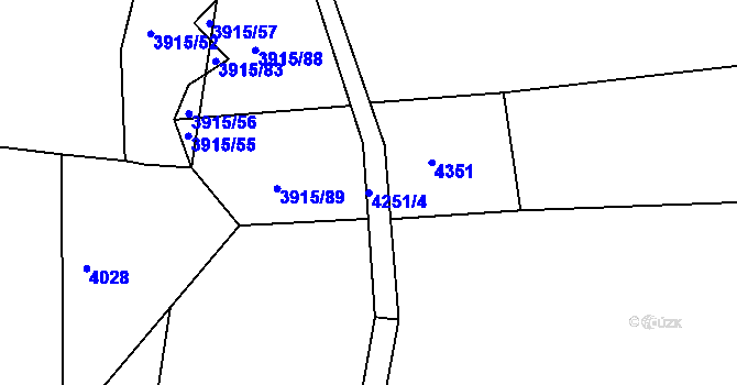 Parcela st. 4251/4 v KÚ Kamenice u Jihlavy, Katastrální mapa