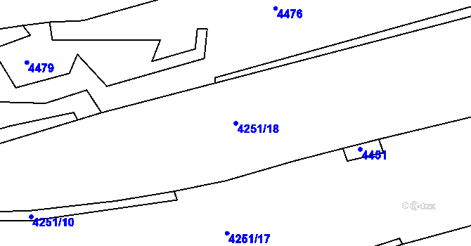 Parcela st. 4251/18 v KÚ Kamenice u Jihlavy, Katastrální mapa