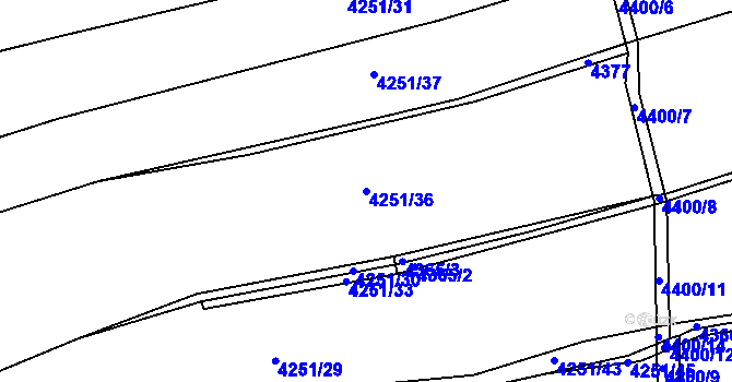 Parcela st. 4251/36 v KÚ Kamenice u Jihlavy, Katastrální mapa