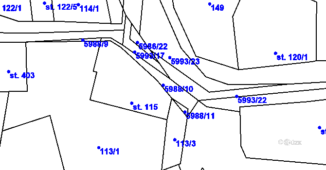 Parcela st. 5988/10 v KÚ Kamenice u Jihlavy, Katastrální mapa