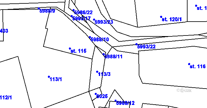 Parcela st. 5988/11 v KÚ Kamenice u Jihlavy, Katastrální mapa