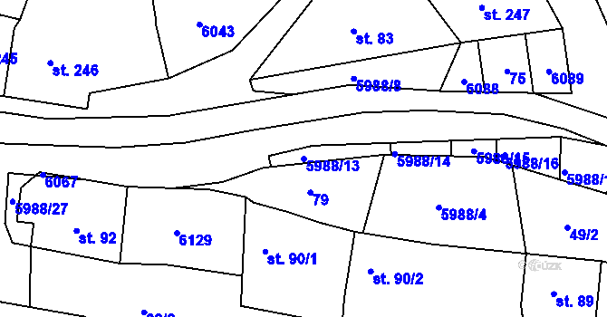 Parcela st. 5988/13 v KÚ Kamenice u Jihlavy, Katastrální mapa