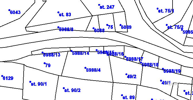 Parcela st. 5988/15 v KÚ Kamenice u Jihlavy, Katastrální mapa