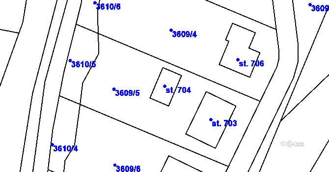 Parcela st. 704 v KÚ Kamenice u Jihlavy, Katastrální mapa