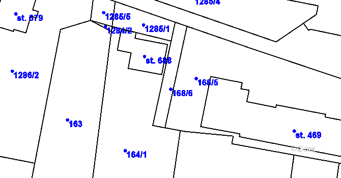 Parcela st. 168/6 v KÚ Kamenice u Jihlavy, Katastrální mapa