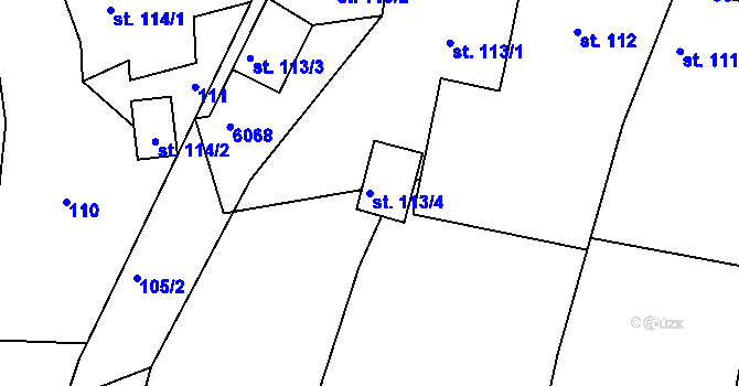 Parcela st. 113/4 v KÚ Kamenice u Jihlavy, Katastrální mapa