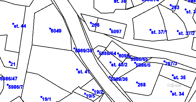 Parcela st. 5986/64 v KÚ Kamenice u Jihlavy, Katastrální mapa