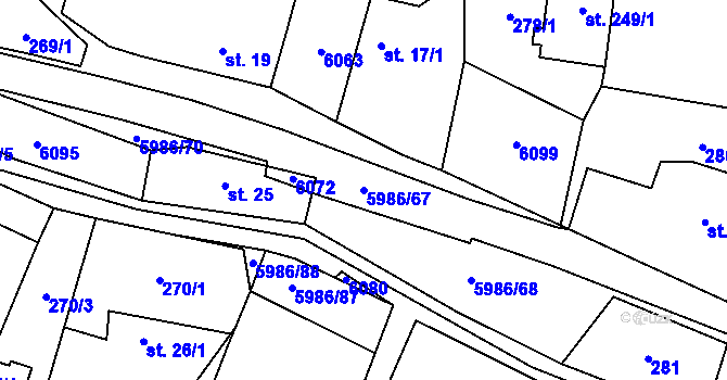 Parcela st. 5986/67 v KÚ Kamenice u Jihlavy, Katastrální mapa
