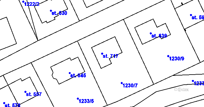 Parcela st. 717 v KÚ Kamenice u Jihlavy, Katastrální mapa