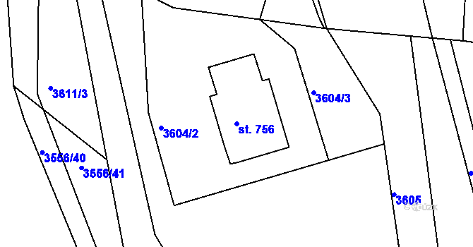 Parcela st. 756 v KÚ Kamenice u Jihlavy, Katastrální mapa
