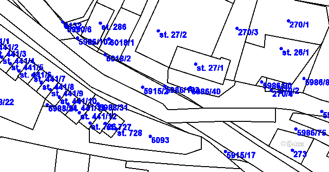 Parcela st. 5986/103 v KÚ Kamenice u Jihlavy, Katastrální mapa