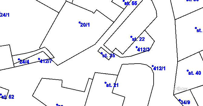 Parcela st. 25 v KÚ Vržanov, Katastrální mapa